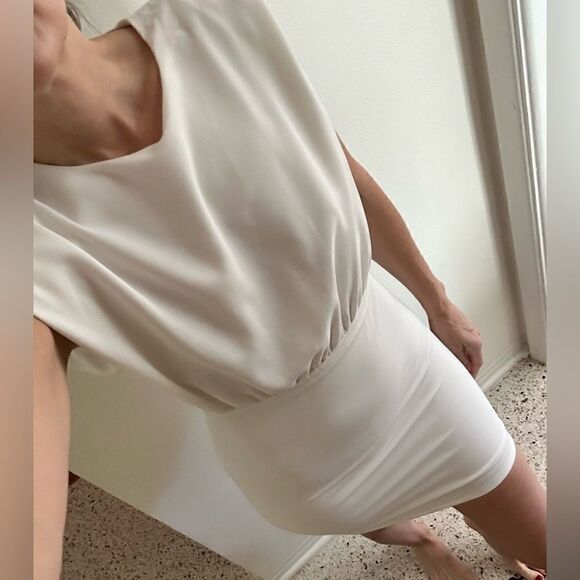 EUC TCEC white high neck mini dress M medium - Picture 2 of 6